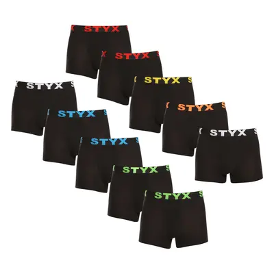 10PACK pánské boxerky Styx sportovní guma černé (10G9601)