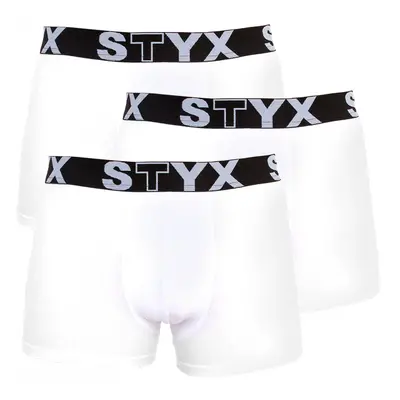 3PACK pánské boxerky Styx sportovní guma nadrozměr bílé (R10616161)