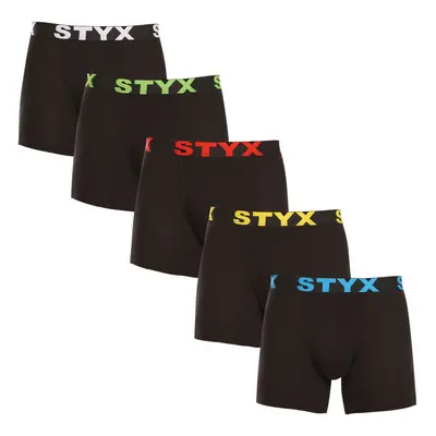 5PACK pánské boxerky Styx long sportovní guma černé (5U9601)