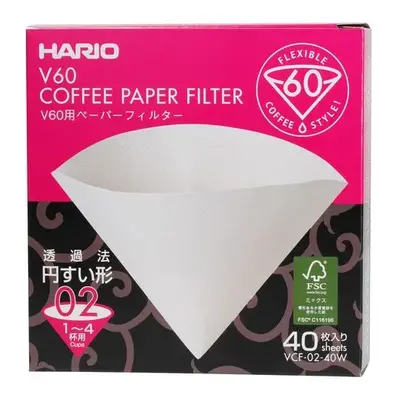 Papírové filtry Hario V60-02 ks, bílé (VCF-02-40W)