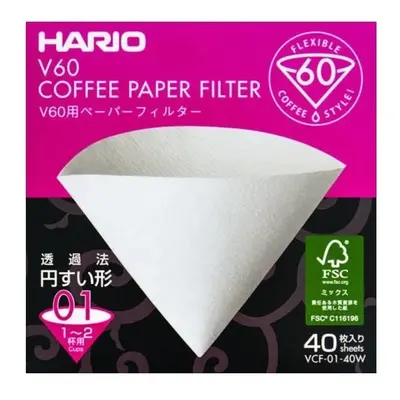 Papírové filtry Hario V60-01 ks, bílé (VCF-01-40W)