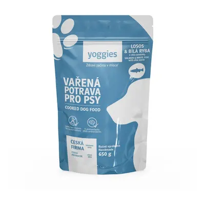 Yoggies Vařená potrava pro psy – losos a bílá ryba s chia semínky 650g