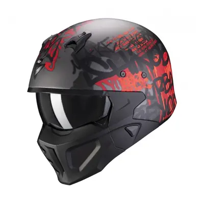 SCORPION COVERT-X Moto přilba stříbrná/červená