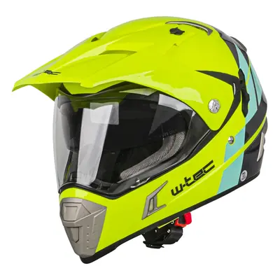 W-TEC Dualsport Moto přilba žlutá/modrá