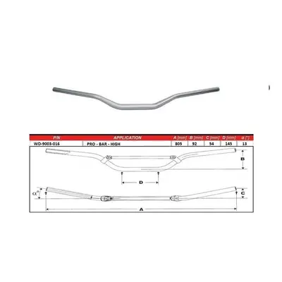 WRP PRO-BAR 28.6mm řidítka HIGH stříbrná stříbrná