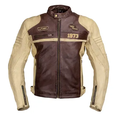 W-TEC Retro pánská kožená moto bunda černá/hnědá/béžová