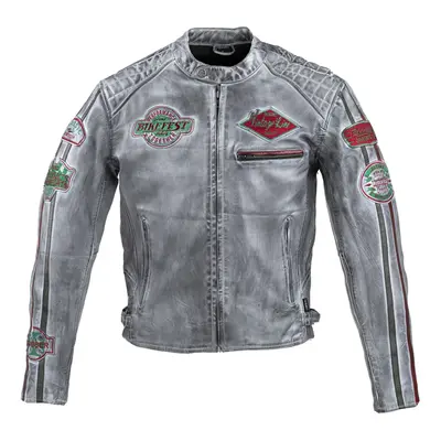 W-TEC Sheawen Worn Grey Pánská kožená moto bunda šedá