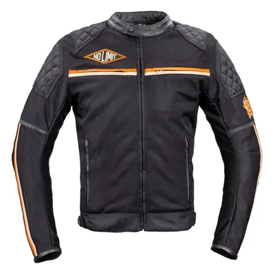 W-TEC 2Stripe pánská moto bunda černá/béžová/oranžová