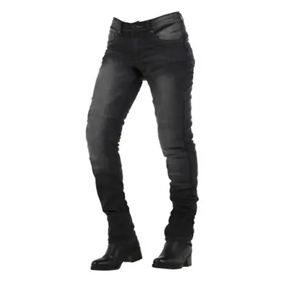 OVERLAP CITY LADY BLACK WASHED JEANS Dámské kevlarové moto kalhoty černá