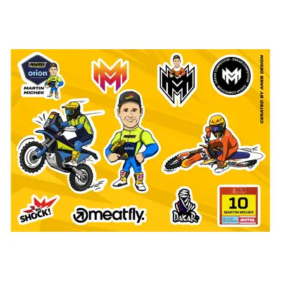 Martin Michek Dakar a motokros sticker set, platíčko funny samolepek oranžová