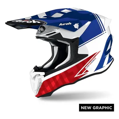 AIROH TWIST 2.0 TECH TW2T18 off-road modrá moto helma modrá/červená