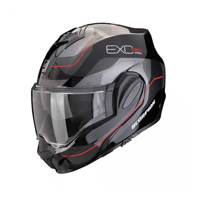 SCORPION EXO-TECH EVO PRO COMMUTA, moto přilba černo/stříbrno/červená černá/stříbrná/červená