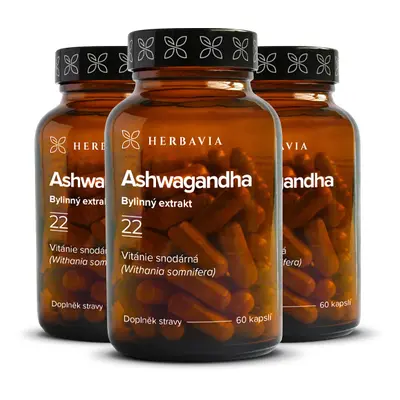 Ashwagandha-2+1 ZDARMA- bylinný extrakt - 3x60 kapslí / Herbavia.cz