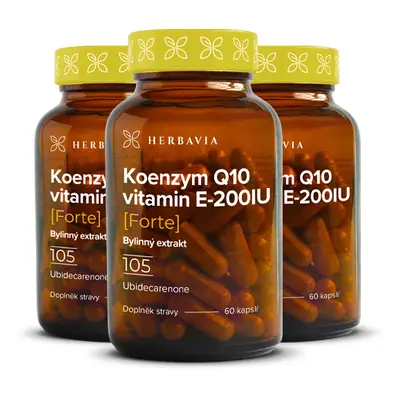 Koenzym Q10 + vitamín E 200IU FORTE- 2+1 ZDARMA- 3x60 kapslí / Herbavia.cz