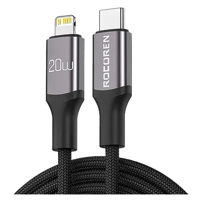 Rychlý nabíjecí kabel Rocoren USB-C to Lightning Retro Series 2m (šedý)