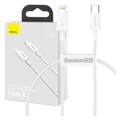 Kabel Baseus Superior Series USB-C na Lightning, 20W, PD, 0,25m (bílý)