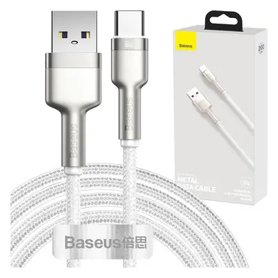 Kabel USB pro USB-C Baseus Cafule, 66 W, 2 m (bílý)