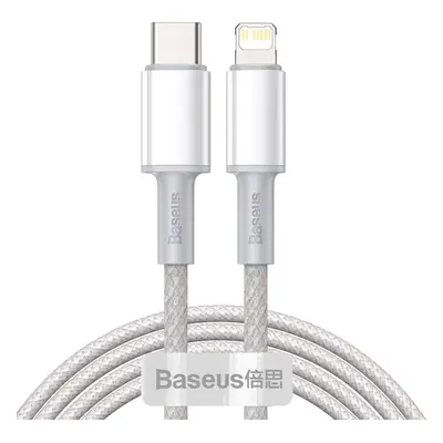 USB-C na Lightning Baseus High Density Braided Cable, 20W, PD, 2m (bílý)