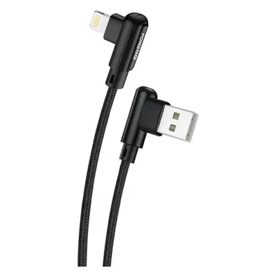 Úhlový zahnutý kabel USB na Lightning Foneng X70, 3A, 1 m (černý)