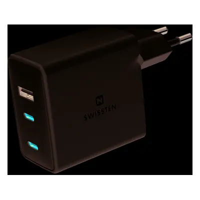 SWISSTEN SÍŤOVÝ ADAPTÉR GaN 2x USB-C + 1x USB 70W