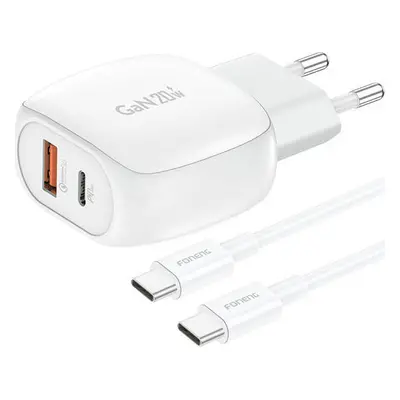 Foneng EU41 USB-C+USB-A 20W nabíječka + USB-C-USB-C kabel (bílý)