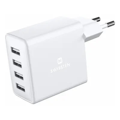 SWISSTEN síťový adaptér 4x USB 4A 20W bílý