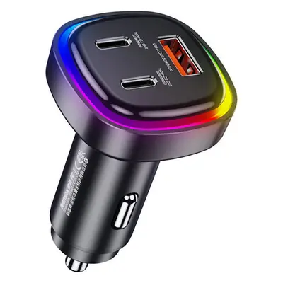 Nabíječka do auta USB, 2x USB-C Remax RCC330, 66W (černá)