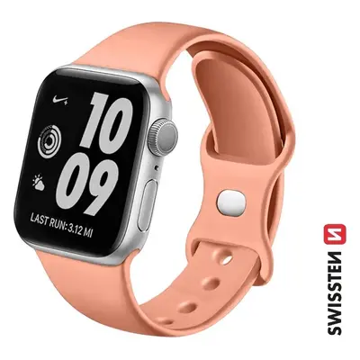 SWISSTEN ŘEMÍNEK PRO APPLE WATCH SILIKONOVÝ 42 / 44 / 45 / 49 mm ORANŽOVĚ RŮŽOVÝ