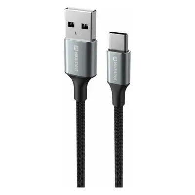 DATOVÝ KABEL SWISSTEN TEXTILE II USB / USB-C 1,5 M ČERNÝ