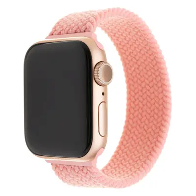 Elastický nylonový řemínek FIXED Nylon Strap pro Apple Watch 42/44/45/46/49mm, velikost L, růžov