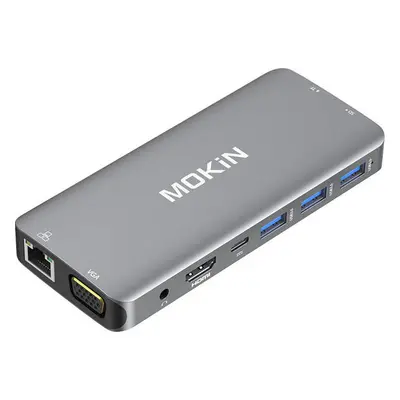 Adaptér MOKiN 10 v 1 Rozbočovač USB-C na 3x USB 3.0 + nabíjení USB-C + HDMI + 3,5mm audio + VGA 