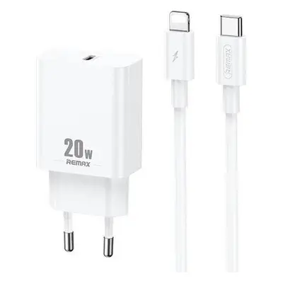 Remax Nástěnná nabíječka Remax, RP-U5, USB-C, 20W (bílá) + kabel Lightning