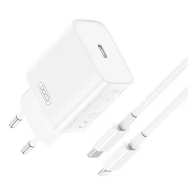 Rychlonabíječka XO CE15 PD 20W 1x USB-C + kabel USB-C - Lightning, bílá