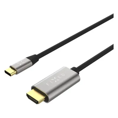 Video kabel FIXED s konektory USB-C/HDMI, USB-C 3.1 Gen 2 18Gbps, HDMI 2.0 4K60Hz, 2m, šedý