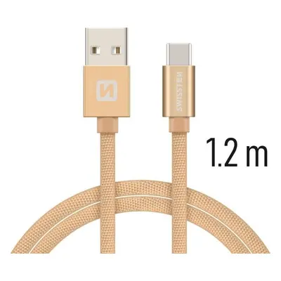 DATOVÝ KABEL SWISSTEN TEXTILE USB / USB-C 1,2 M ZLATÝ