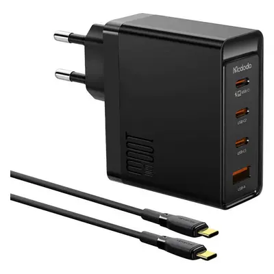 Síťová nabíječka McDodo GAN 3xUSB-C + USB, 100W + 2m kabel (černá)