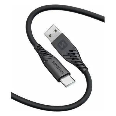 DATOVÝ KABEL SWISSTEN SOFT SILICONE USB / USB-C 0,4 M ČERNÝ