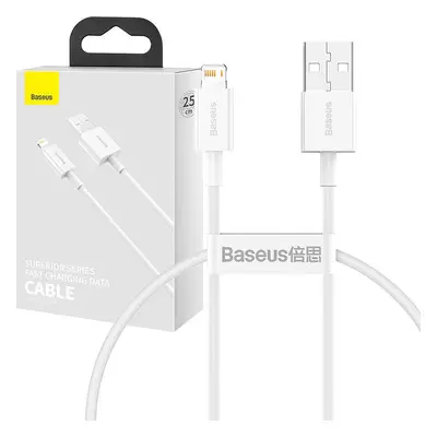 Kabel USB na Lightning řady Baseus Superior, 2,4 A, 0,25 m (bílý)