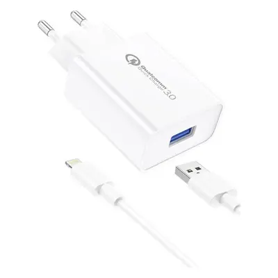 Foneng EU13 síťová nabíječka + kabel USB-Lightning, 3A (bílá)