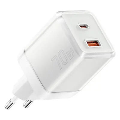 Essager Nástěnná nabíječka Yueqi 70W GaN USB-C + USB-A (bílá)