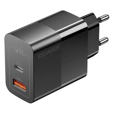 Nabíječka USB-C+USB-A 33W Essager GaN (černá)