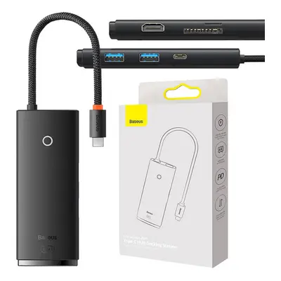 Rozbočovač Baseus OS Lite 6portový (Type-C na HDMI+USB3.0*2+PD+SD/TF) (černý)