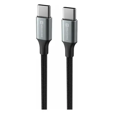 DATOVÝ KABEL SWISSTEN TEXTILE II USB-C / USB-C 1,5 M ČERNÝ