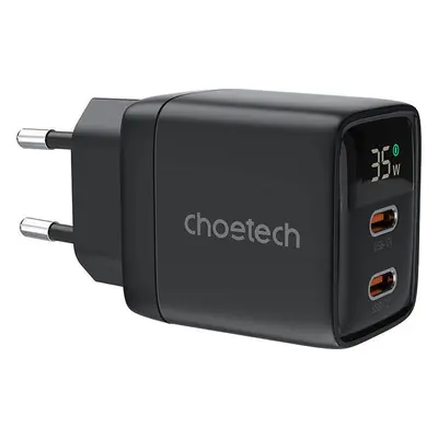 Nástěnná nabíječka GAN3 USB-C+C PD35W Choetech PD6051 (černá)