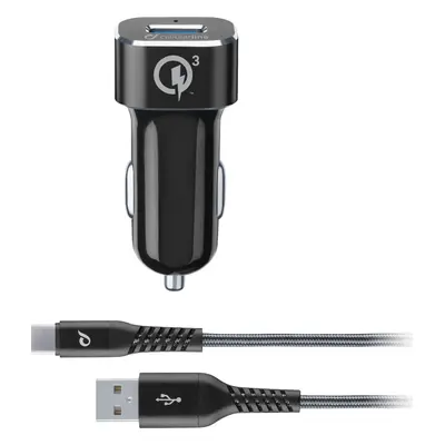 Set USB autonabíječky a odolného USB-C kabelu Cellularline Tetra Force 18W, Qualcomm® Quick Char