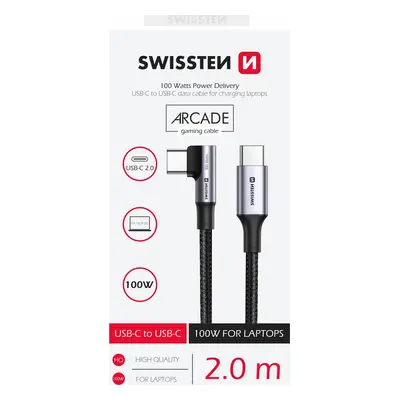 DATOVÝ KABEL SWISSTEN USB-C/USB-C 5A (100W) PRO NOTEBOOKY 2 M ČERNÝ