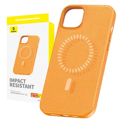 Magnetické pouzdro pro iPhone 15 Baseus řady Fauxther (oranžové)