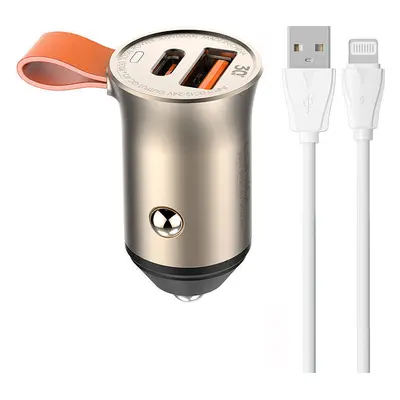 LDNIO C509Q USB, USB-C 30W nabíječka do auta + kabel Lightning