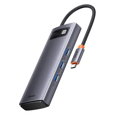 Rozbočovač 6v1 Baseus Metal Gleam Series, USB-C na 3x USB 3.0 + USB-C PD + microSD/SD