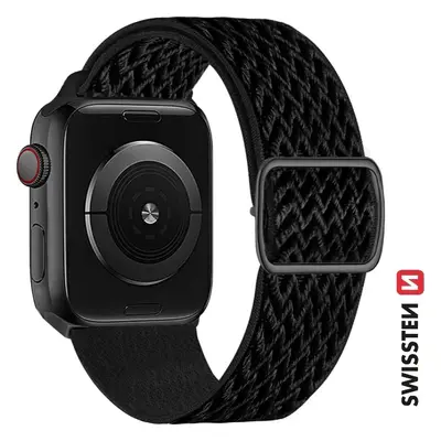 SWISSTEN ŘEMÍNEK PRO APPLE WATCH NYLONOVÝ 42 / 44 / 45 / 49 mm ČERNÝ (se sponou)